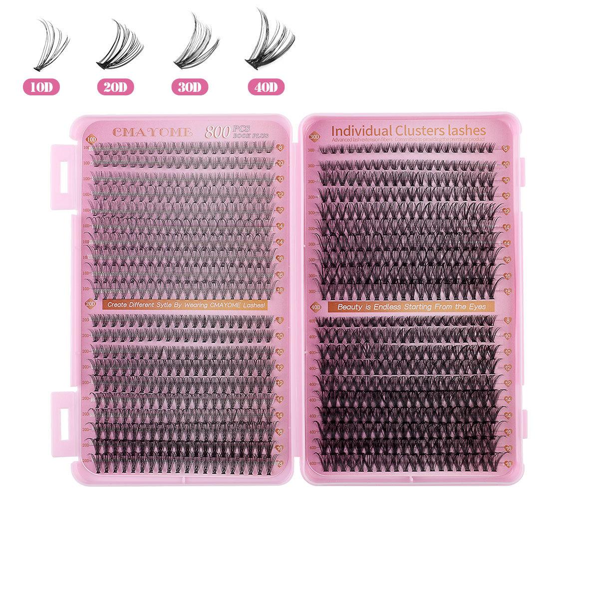 Explosive 800-cluster D-song large-capacity dense single-cluster hair DIY segmented natural curled false eyelash set