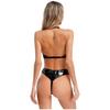 Womens Patent Leather Bodysuit Halter Style Rear Accent Hollow Out Design Naughty Romper Club Wear