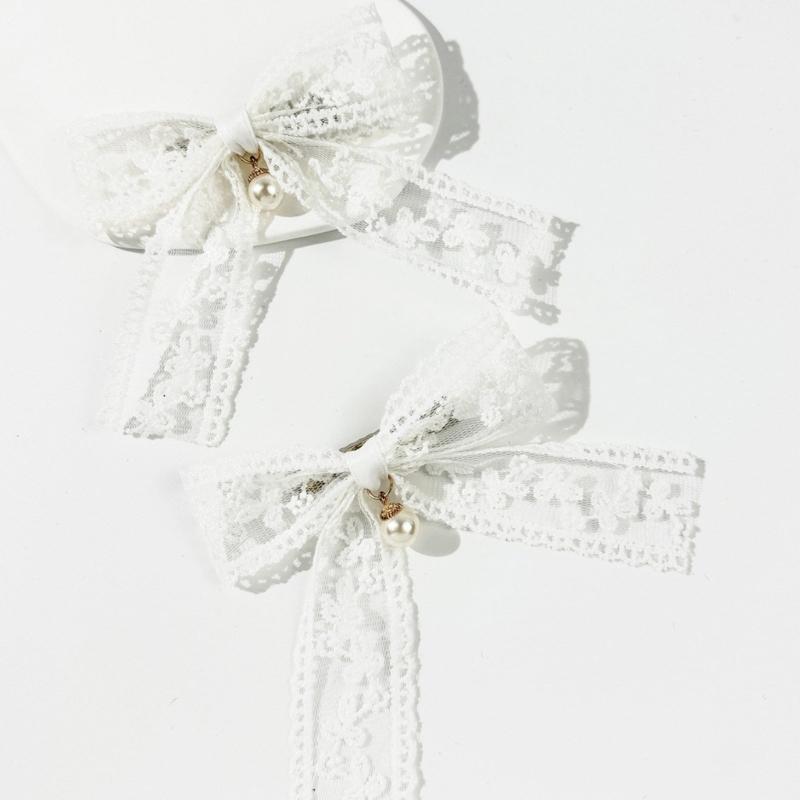 Elegante Haarnadel Schleifen Haarspange Schleifen Perlen 2000er Spitze Büsche Haarstyling