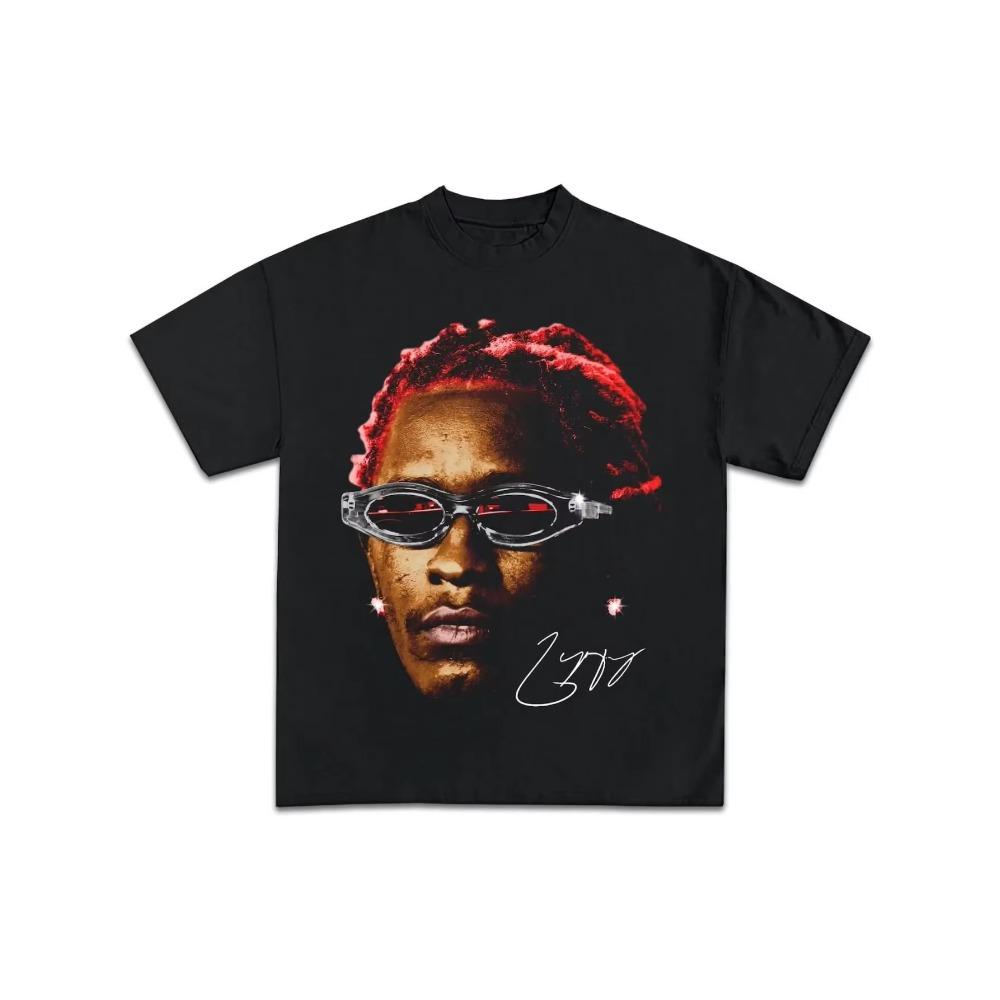 

Мужская футболка с графикой в стиле ретро-рэпера Thugger Blush - Дизайн с красными волосами S чёрный