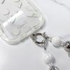 Y2K Silver Bow Beaded Phone Case Lanyard Stylish Bead Phone Chain Wrist Band Anti Lost Phone Strap Earphone Pendant Keychain