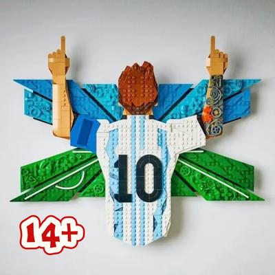 2026 New In Football Star No.10 Jersey Celebration Building Blocks Model, DIY Assemble Sports Figure Toy Holiday Birthday Gifts