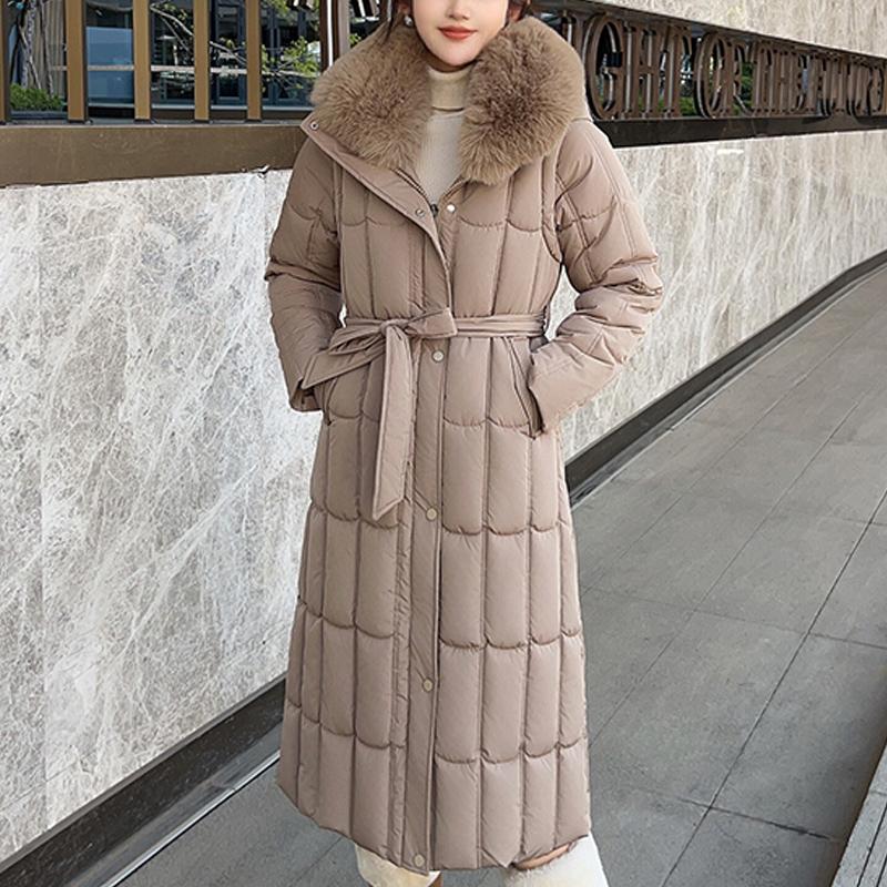 Detachable sleeves Plus Size L-7XL Fashion Woman Winter Coats With Belt Big Faux Fur Collar Long Parkas Hooded Loose Thick Female Jackets