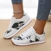 Leopard Print Lace-up Women's Shoes Thick-soled Round-toed Low-top  Sporty and Casual Single Shoes for Women