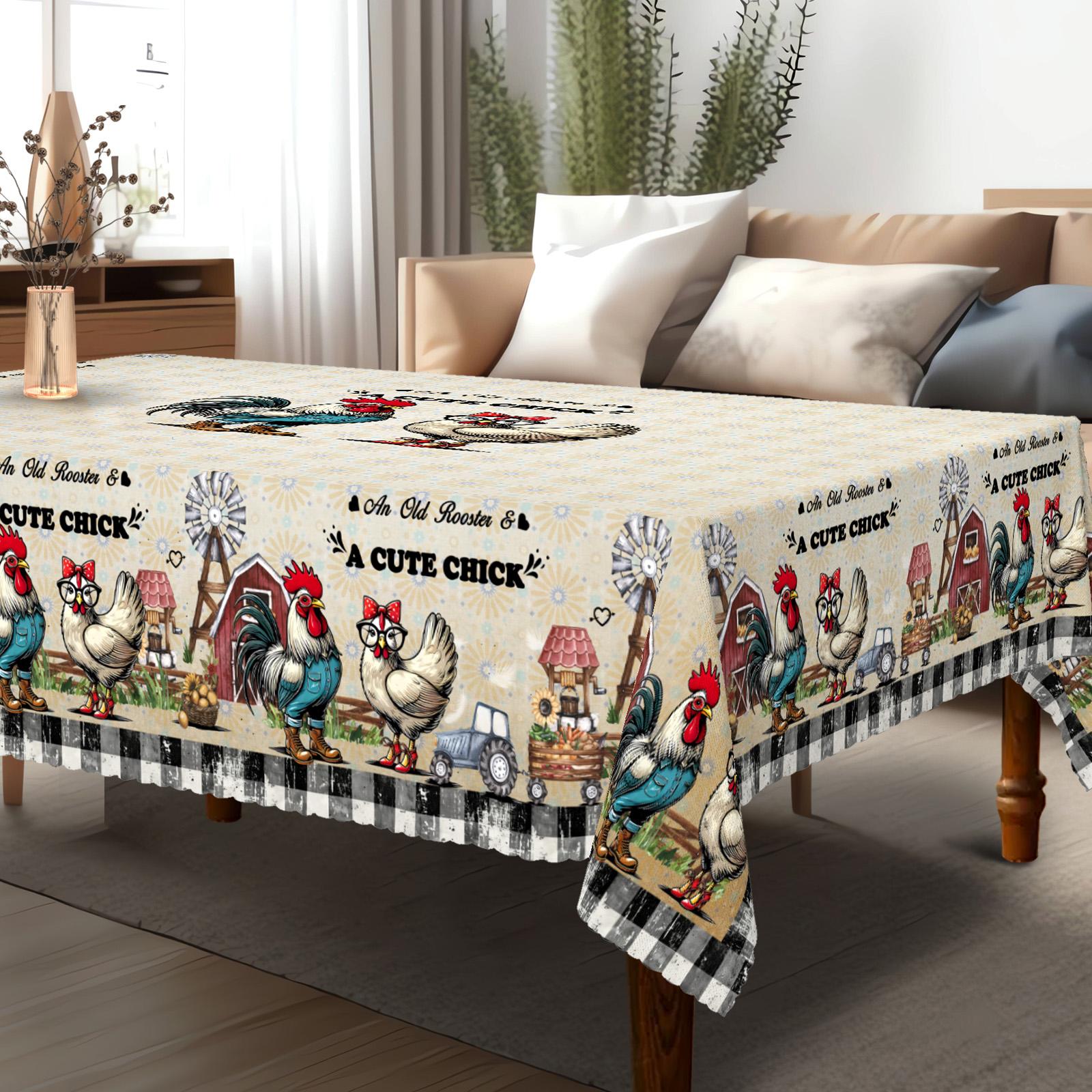 Onafhankelijkheidsdag Bloemenkrans Waterdichte Rechthoekige Tafelkleed Rood Blauw Bloemen Ster USA Vlag Tafelhoes voor Diner Keuken 180x180cm