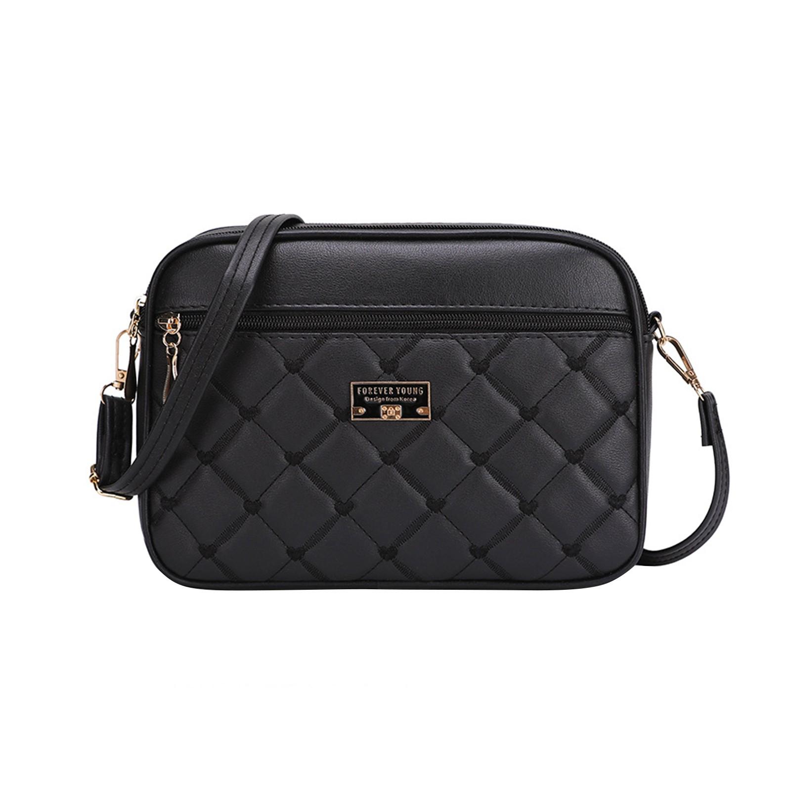 

Women s Small Square Bag Fashionable Embroidered Checkered Shoulder Bag One Size чорний