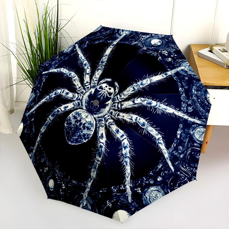 Kreis Spinnen Muster, automatischer Regenschirm, tragbares und faltbares Design, 8 Rippen, ein Weihnachts- oder Geburtstagsgeschenk.