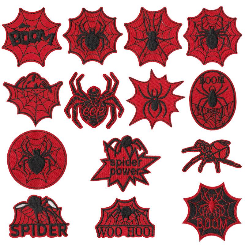 Red Cartoon Spider Decorative Embroidered Patch for Clothing