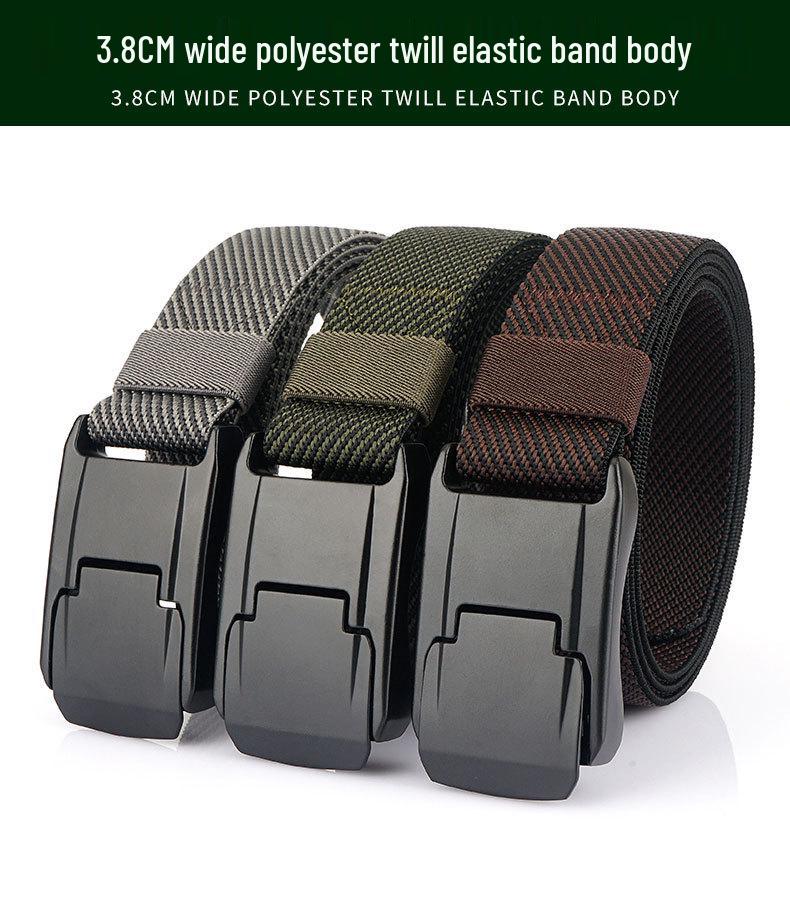 Men's Elastic Tactical Belt with Aluminum Buckle for Outdoor and Casual Wear