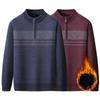 Men's Half-zipper Lapel Sweater Autumn and Winter Thickened Thermal Top Long Sleeves Men Half Zip Stand Collar Fleece Lined Sweater