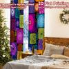 2pcs   2D FLAT PRINTING Curtains (Without Rod) Pattern Mosaic(2) Christmas Festival Creative Curtains Polyester Curtains