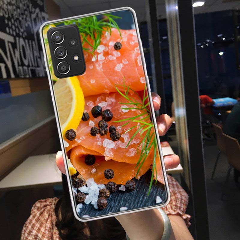 

Salmon Sashimi Phone Case for Samsung A54 A57 A37 A17 A14 A15 A12 A24 A34 A55 A35 A25 A52S A07 A05S A04S A22 A32 A72 Galaxy Note Samsung A32 4G