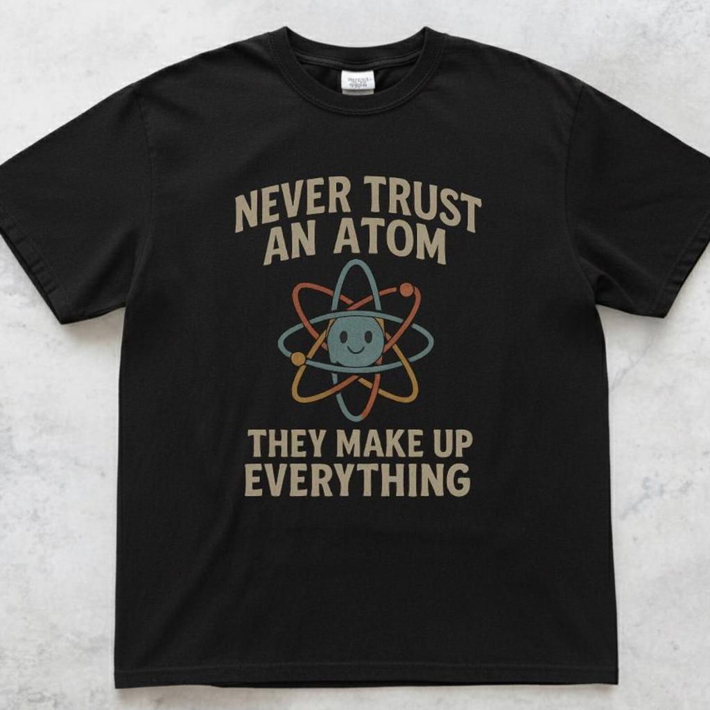 Never Trust an Atom Shirt, Funny Science Shirt, Chemistry Pun Tee, Science Teacher Gift, Physics Nerd T shirt, STEM Humor Top