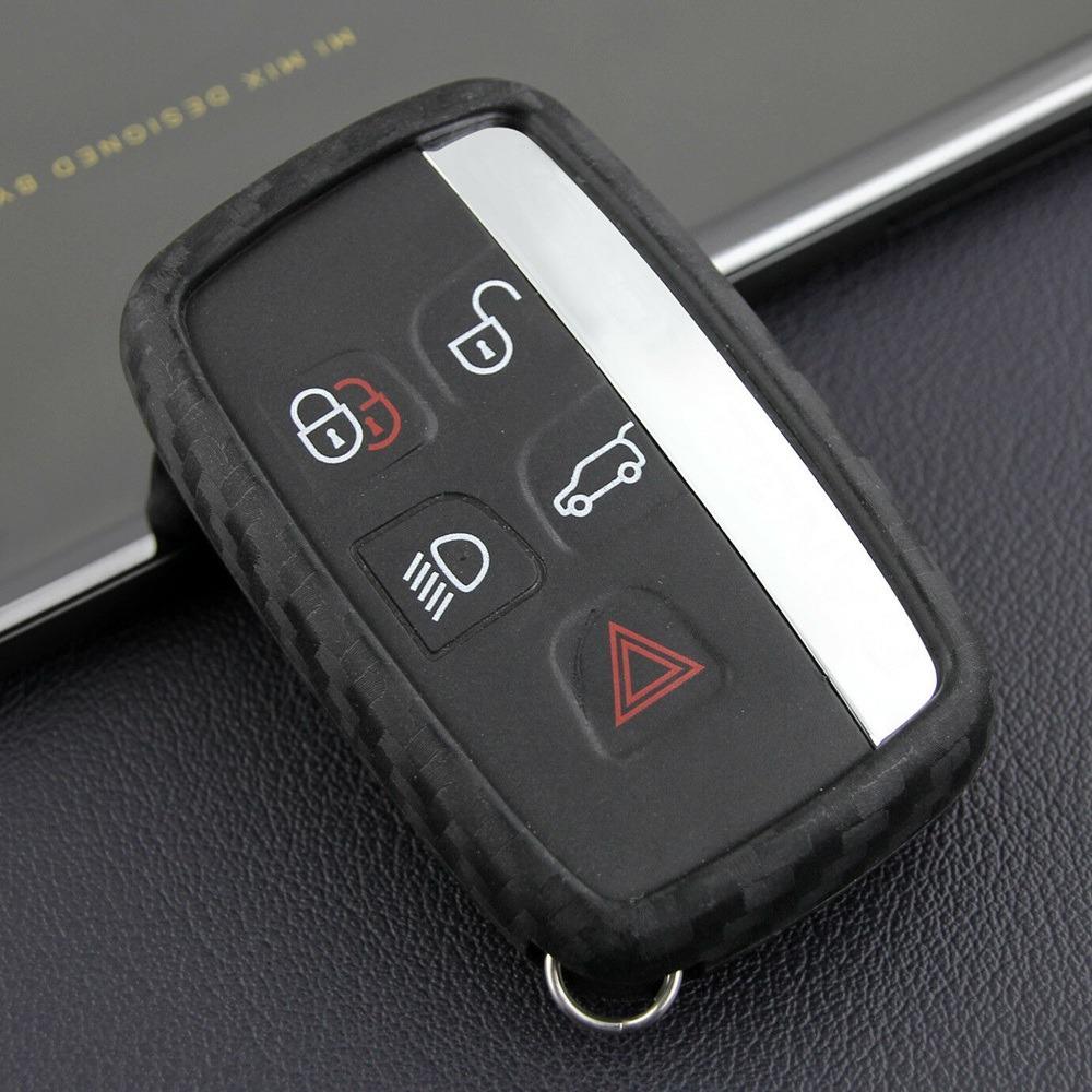 Carbon Fiber Silicone Remote Car Key Fob Case Cover Holder Shell For Land Rover Range Rover Sport Freelander Jaguar XE XJ XJL XF