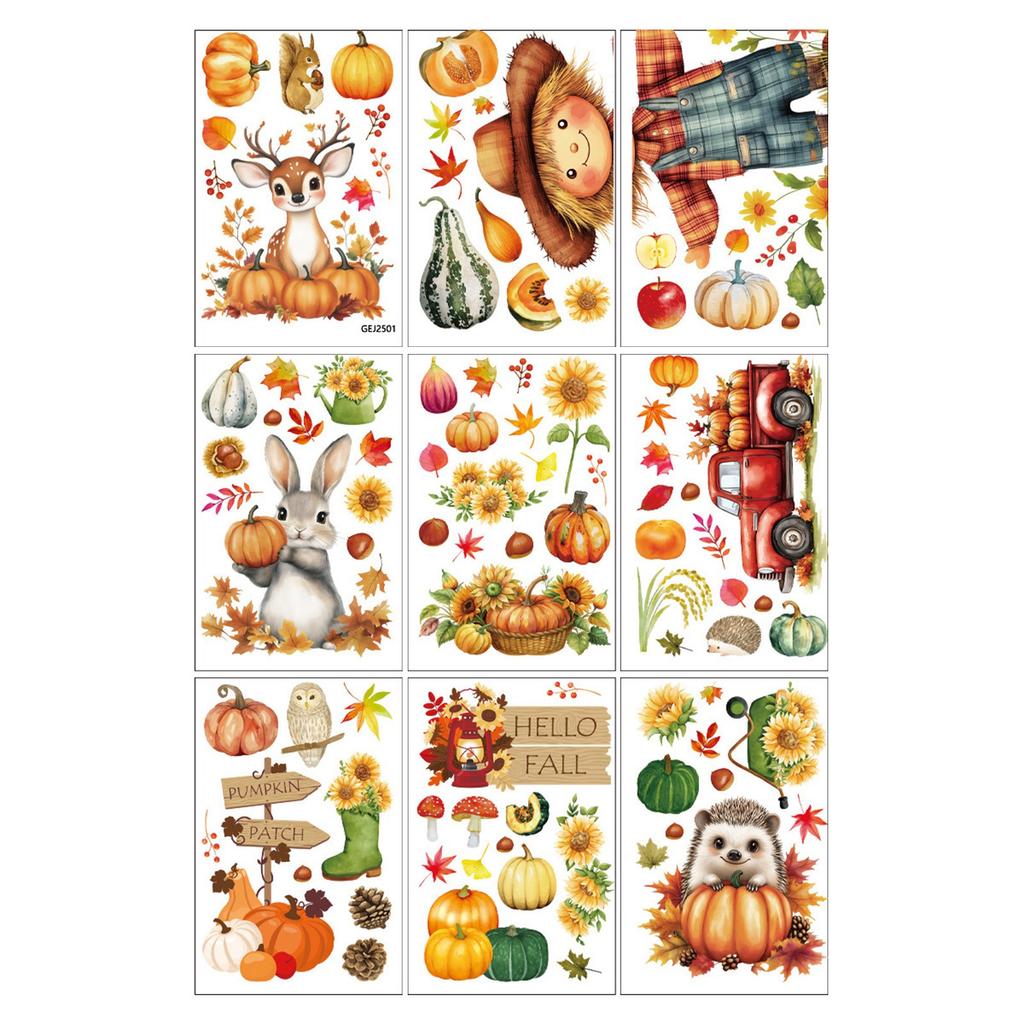 Thanksgiving Day Window Stickers Bathroom Shadow Clings Turkey Pumpkin 2026 2027 New Year's Eve Birthday Party Decoration Favors