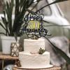 Black Gold Happy 50th Anniversary Cake Toppers- 50 Wedding Anniversary Party Decoration Ideas,Birthday Cake Decorations,50th Anniversary