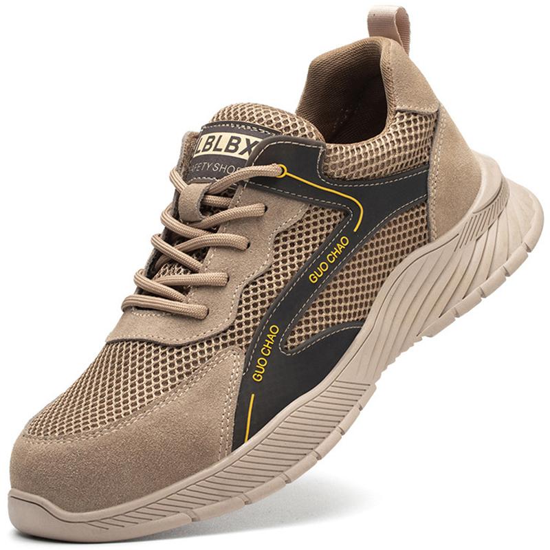 Breathable Men Safety Shoes Steel Toe Men Summer Work Shoes Lightweight Puncture-Proof Work Sneakers Indestructible Shoes Male
