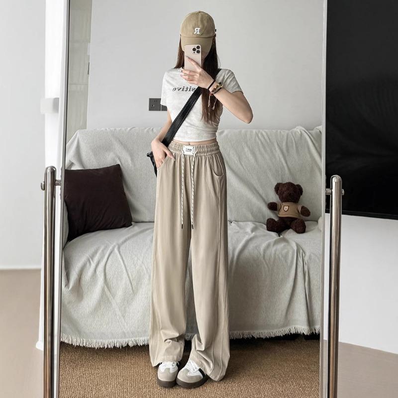 Washed Tencel Jeans Women's Spring Thin High Waist Straight Wide Leg Pants New Loose Casual Sickle Pants