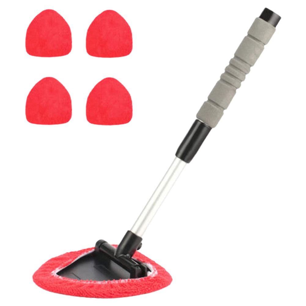 

Очиститель лобового стекла автомобиля Микрофибра Щетка для мытья окон автомобиля с моющейся накладкой Выдвижная ручка Швабра для мытья салона автомобиля красный