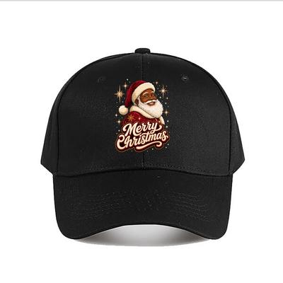Festive Black Santa Star Lettering Baseball Cap Fashion Outdoor Sports Sunhat Unisex Snapback Cap Womens