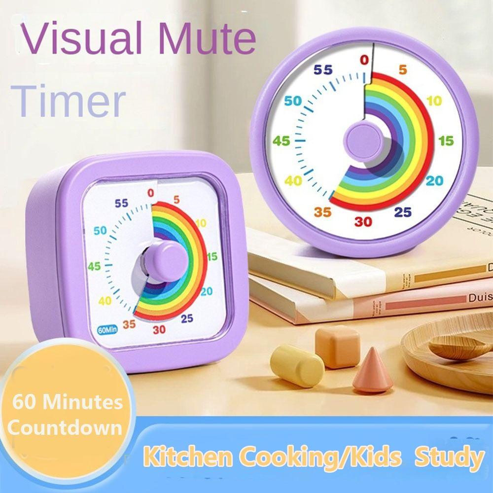 60 Minutes Countdown Alarm Clock Round/Square Kitchen Timer Cartoon Visual Timer  Reading Room