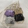Sequin Evening Party Shoulder Bag for Women Lightweight Chain Crossbody Bag Solid Color Casual Female Handbag Fashion Trendy