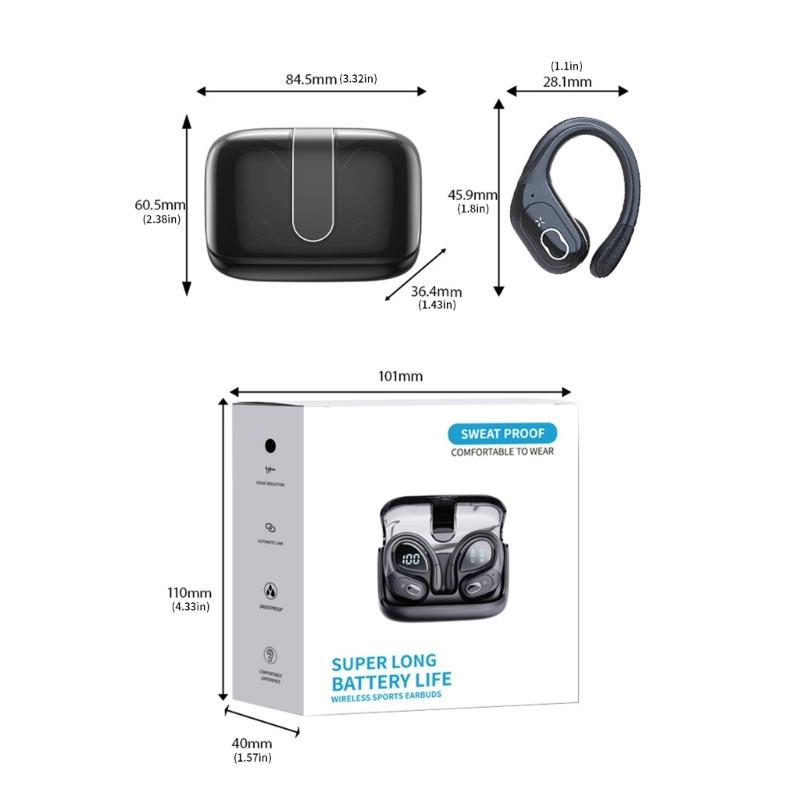 Wireless Sports Headphones IPX5 Waterproof 12H Entertainment Highdefinition Call Noise Cancelling Mic Ergonomic Design S