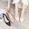 Thick Heel Low Heel Single Shoes Women's Spring and Autumn Style Temperament Pointed Work Shoes Are Not Tired Feet Shallow Mouth Middle Heel Commuting