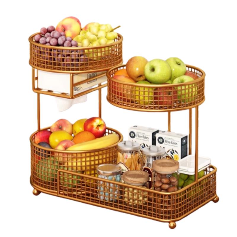 Jingyuheng Multi-layer Fruit Basket and Snack Tray with Tissue Box