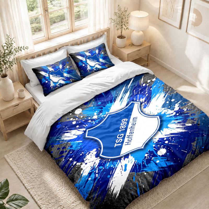 Ensemble de literie 1 housse de couette 2 taies d'oreiller Imprimé TSG Hoffenheim FC Chambre à coucher Décoration de la maison