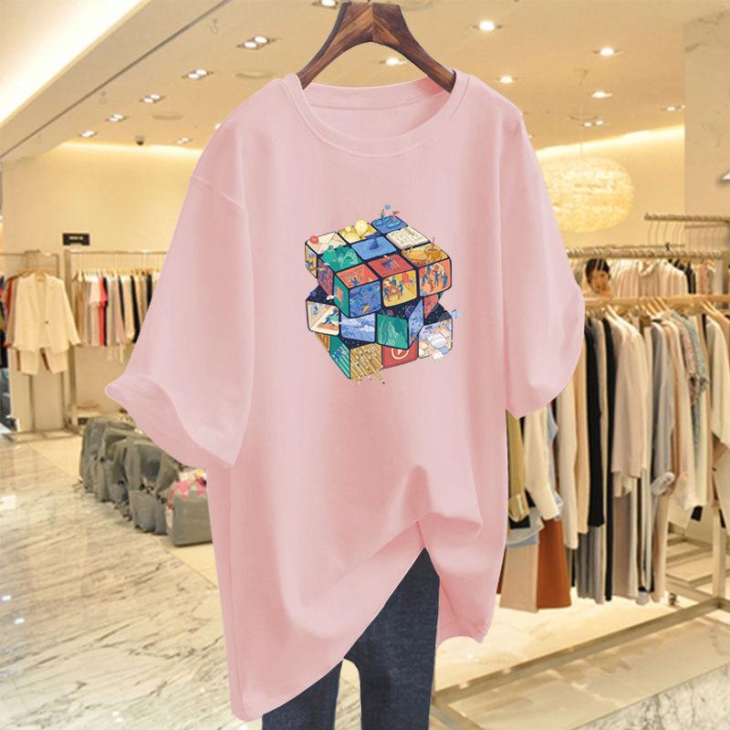 Dameskleding Mode Casual T-shirt met Korte Mouwen Zomer Print Ronde Hals Top Dames Nieuwe Stijl Zacht Comfort Katoenen Pullover