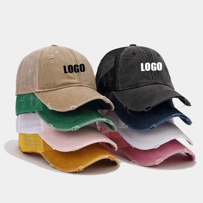 Hot Selling Plain Cotton Blank Dad Hat With Custom Embroidery Logo Washed Distressed Mesh Vintage Trucker Cap