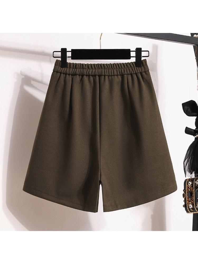 Women's Woolen Bootcut Shorts – Autumn/Winter 2025 Collection, European Style, Wide Leg, Plus Size, Hot Selling