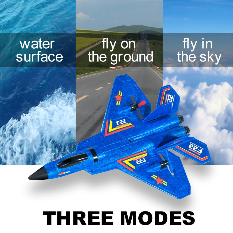 Children Remote Control Plane F22 Glider EPP Foam Fixed Wing Electric Toy Sea land And Air Remote Control Plane Toy Gift