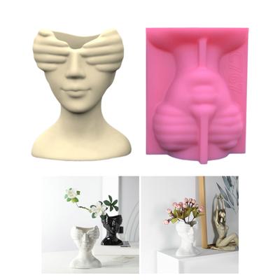 Eye Covering Girl Vase Resin Molds Succulent Plant Flowerpot Silicone Mould Concrete Cement Gypsum Mold DIYs Craft Home