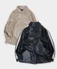Black Moment Faux Leather Side Piping Leather Shirt Jacket