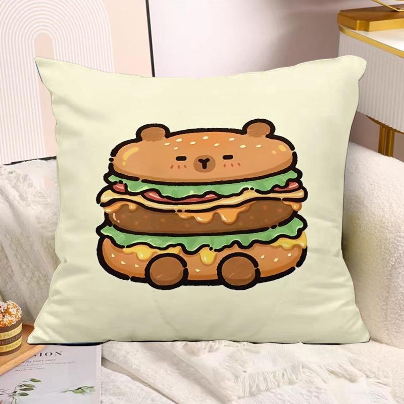 Cute Capybara Print Decorative Pillowcase Bedroom Living Room Square Cushion Pillowcase
