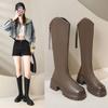 But knee boots women's 2025 autumn new fashionable versatile retro small thick-soled handsome knight boots tide