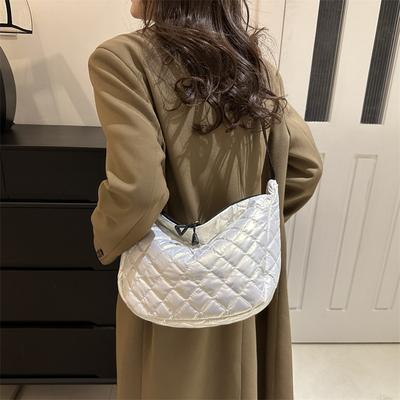 Borsa a tracolla in cotone spaziale, alla moda, hobo, a tracolla, con motivo a reticolo, borse a mano grandi e capienti, per le donne che vanno al lavoro