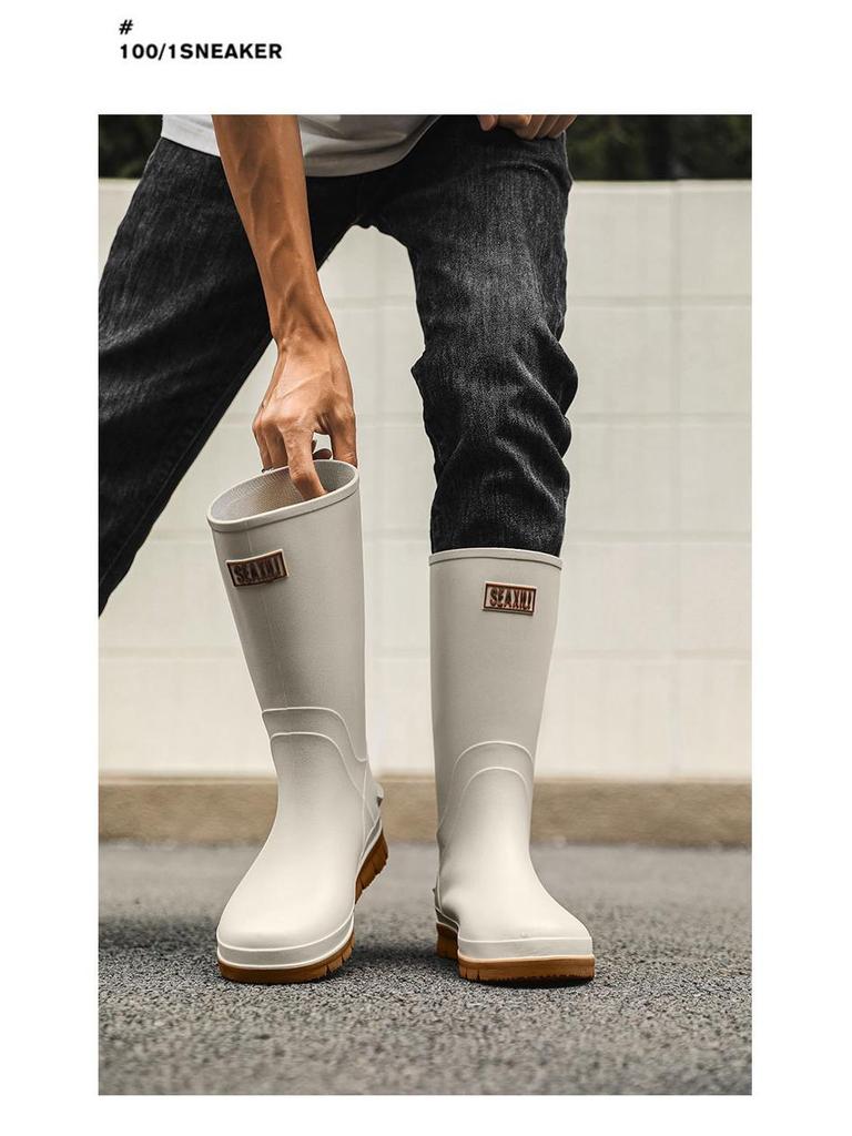 Herren High-Top Wasserdichte Rutschfeste Arbeitsstiefel: Strapazierfähige Gummistiefel für Angeln und Bauwesen