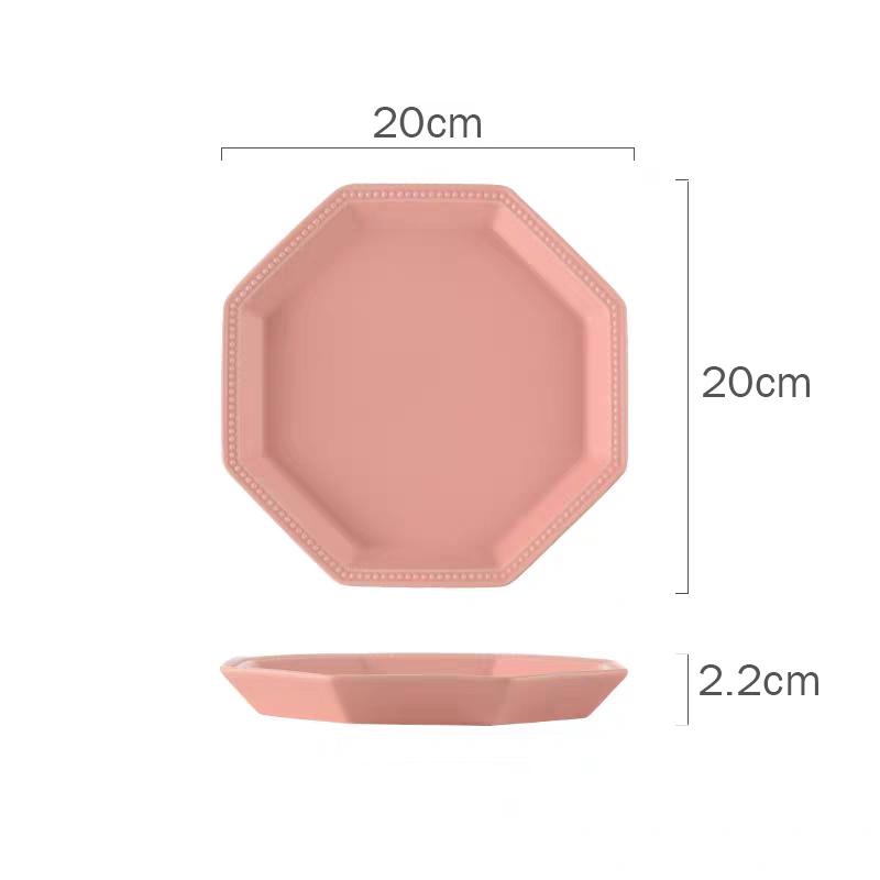 8 Zoll bunter Keramik-Teller mit geometrischem Muster, Desserttablett, Nachmittagstee, Keksuntertasse, Kuchengerichte, mikrowellengeeignet
