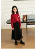 New Parent-Child Red Sweater: Women's Dress & Men's Top, Autumn/Winter Thick Knit Korean Style Family Outfit.