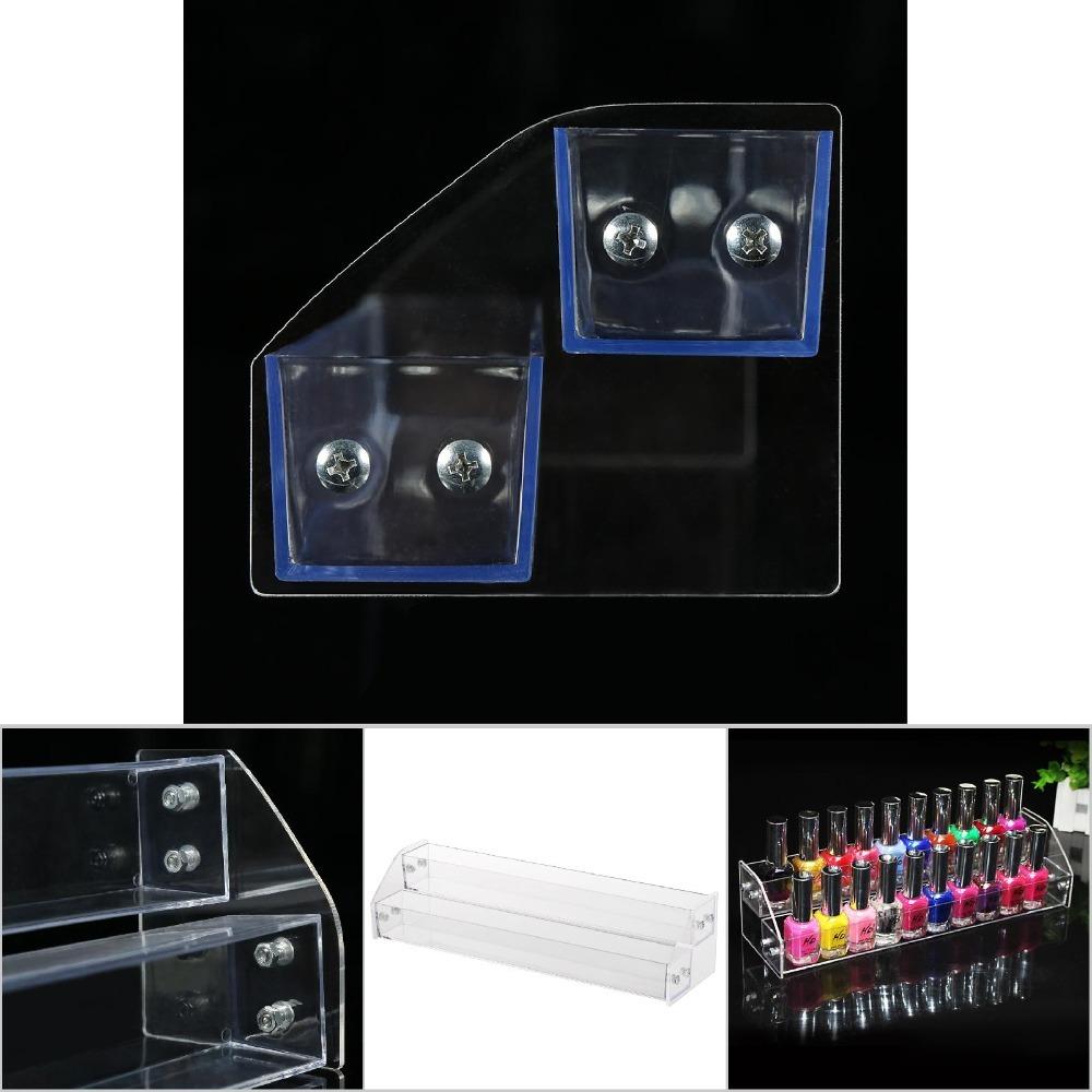 Trapezoid Design Clear Makeup Display Stand 3-Tier Skincare Organizer  For Countertop Display Two Layers