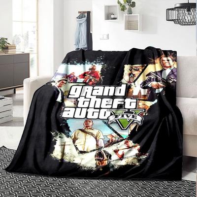 1pc Grand Theft Auto Soft Flannel Blanket with Designer Print A Cozy Blanket for All Seasons, Perfect for the Couch, Bed, Office