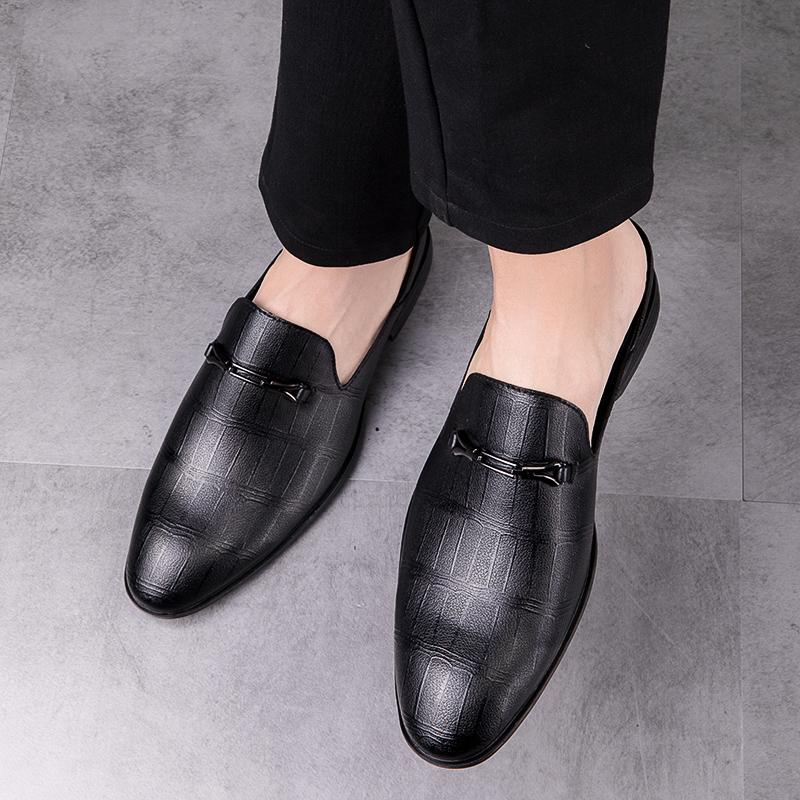 Fashion Men Slippers Genuine Leather Loafers Lazy Penny Shoes High Quality Sandals Slip on Mens Shoe Luxury Brand Half Drag Casual Shoes