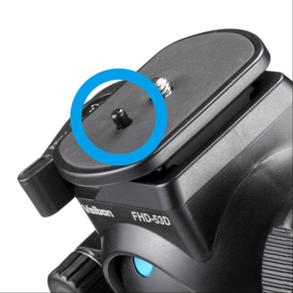 Velbon Fluid Head FHD-53D, Medium, 44mm Base Diameter, for Videography, DIN Standard Quick Shoe Compatible, Plastic, 470201