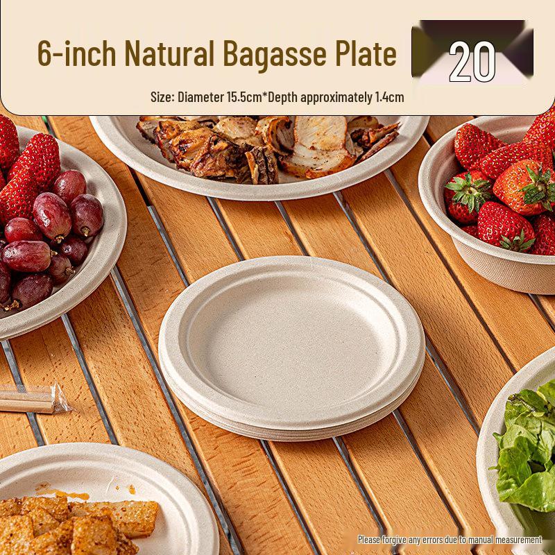 Biodegradable BBQ & Picnic Set: Disposable Food-Grade Plates, Bowls, and Chopsticks for Outdoor Camping