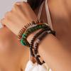 6 Pcs Ethnic Style Coconut Shell Wood Beaded Bracelets Vintage Bohemian Strand Bracelets for Women Men Charms Jewelry Sets E1