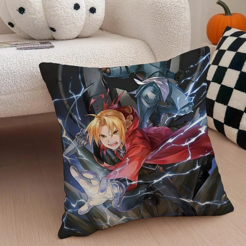 FFullmetal Alchemist Brotherhoo Cushion Cover Linen Pillow Case Soft Breathable Protective Couch Room Decoration