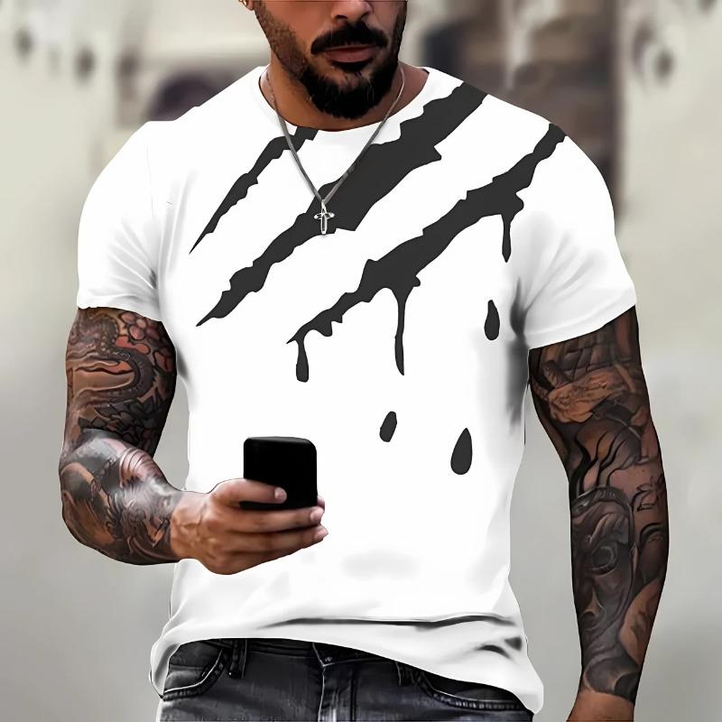 3D Graffiti Bedrucktes Herren T-Shirt für den Sommer Lässig Modisch und Bequem Polyesterfaser Herren